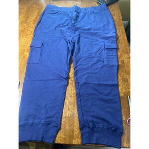 Denim & Co Active French Terry Cargo Pants w/ Rib Cuffs-Navy-XL HC105051224